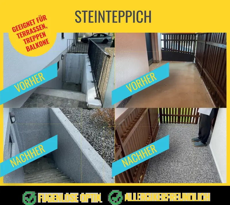 Balkon und Treppe mit neuem Steinteppich